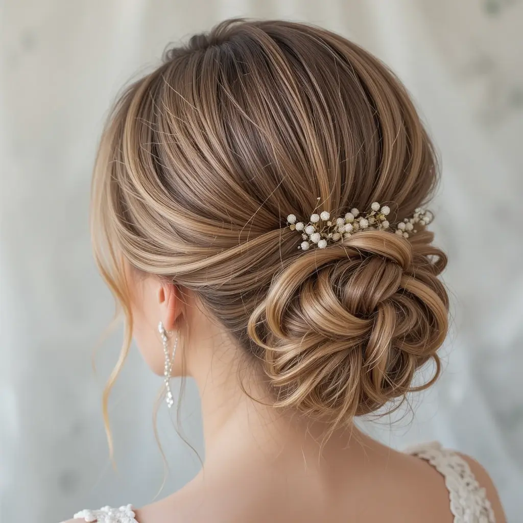 Side-Parted Textured Bun