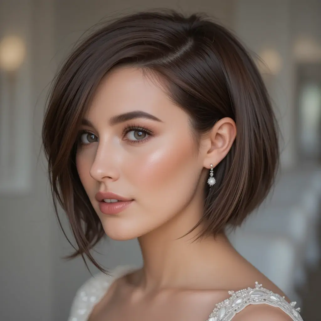 Side-Swept Bob with Deep Part