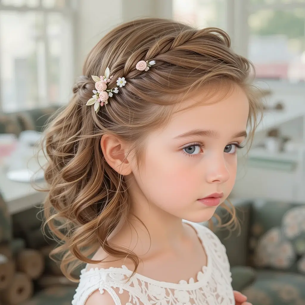 Side Swept Curls with Mini Braids