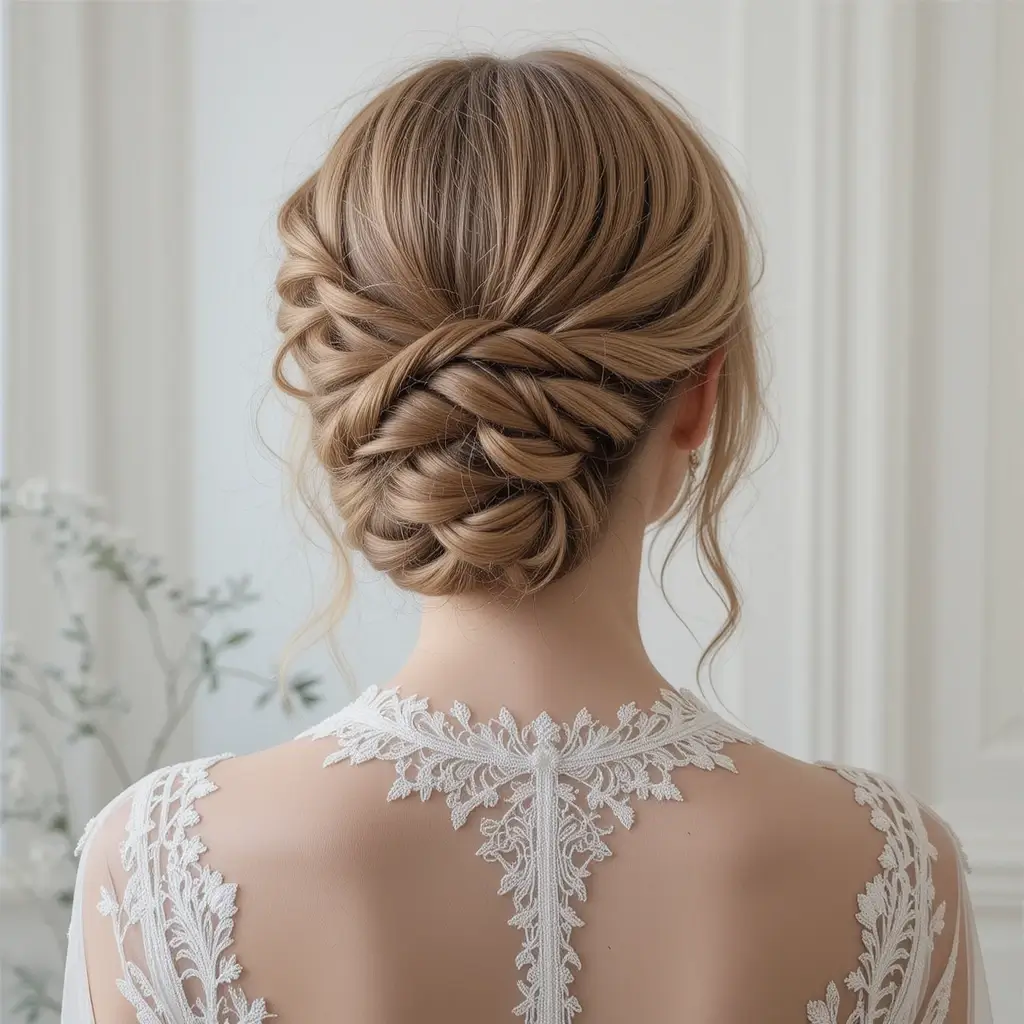 Side-Swept Dutch Braid with Bun