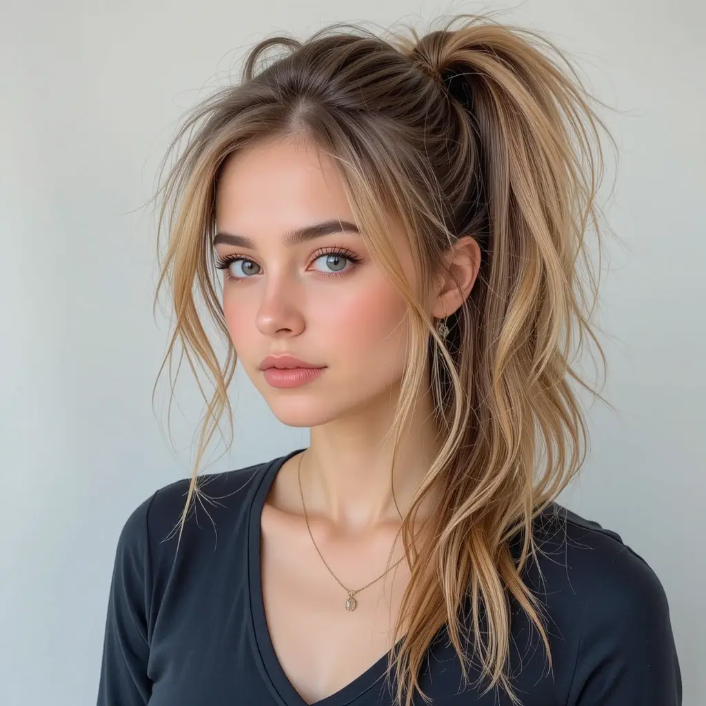 Side-Swept Messy Ponytail