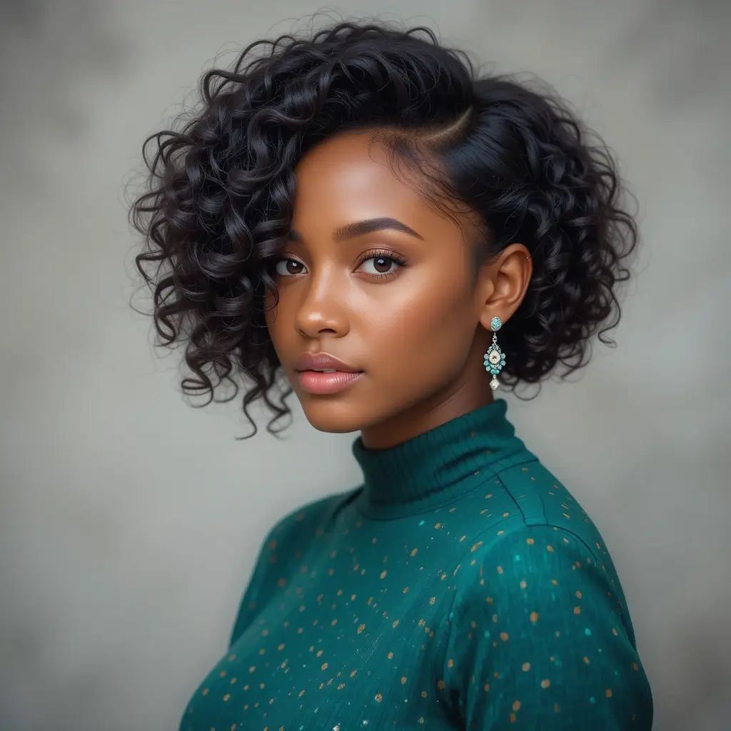 Side-Swept Natural Curls