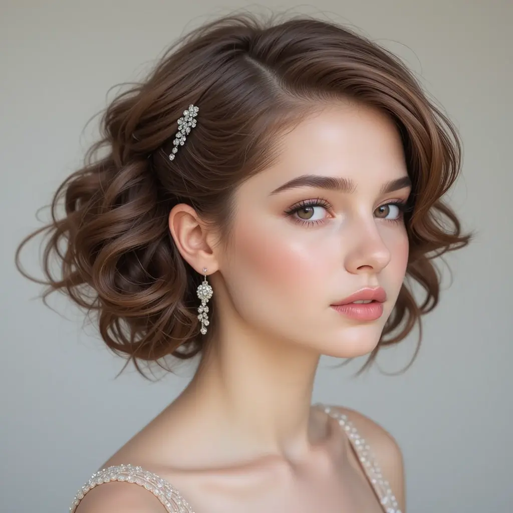 Side-Swept Short Curls