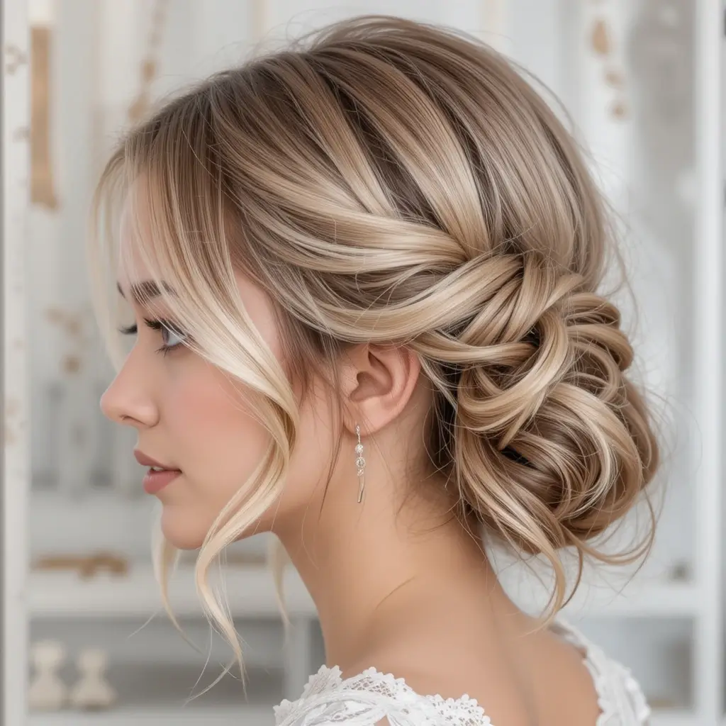 Side-Swept Twisted Hairstyle