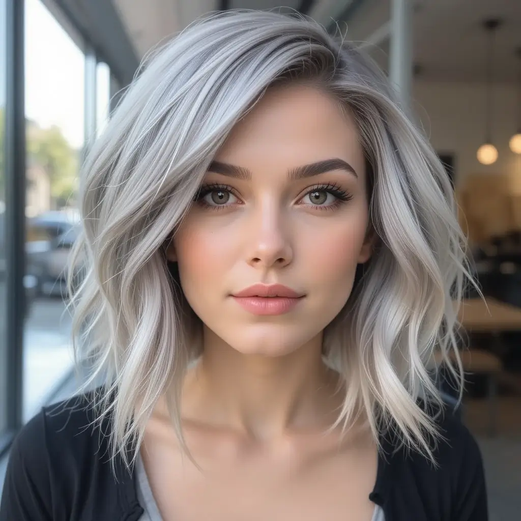 Silver Ash Blonde Bob