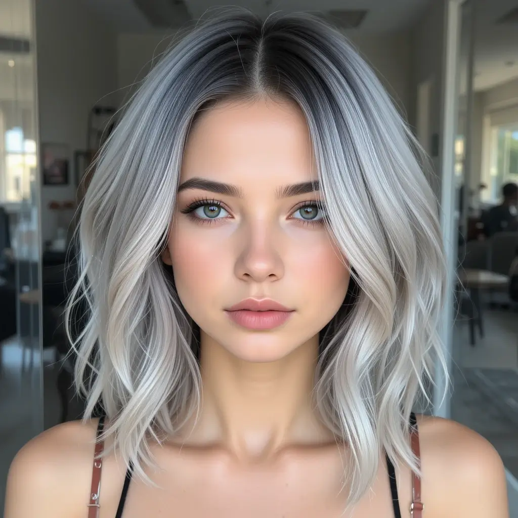 Silver Blonde with Charcoal Lowlights