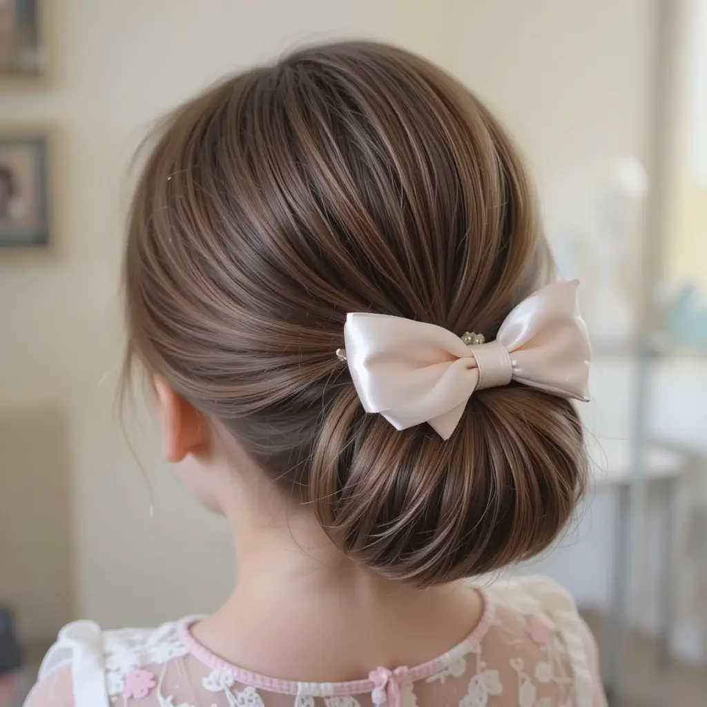 Sleek Ballerina Bun with a Bow