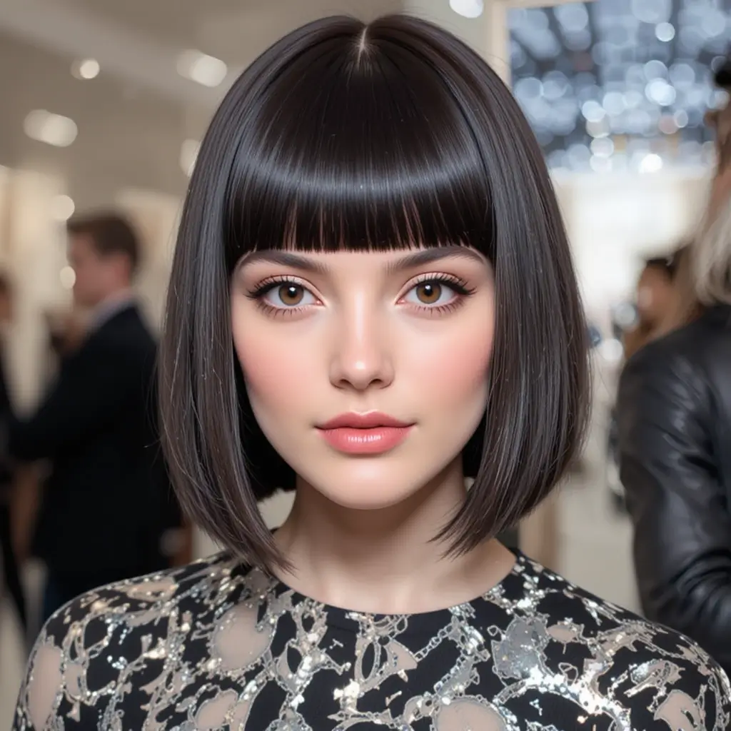 Sleek Bob with Blunt Bangs