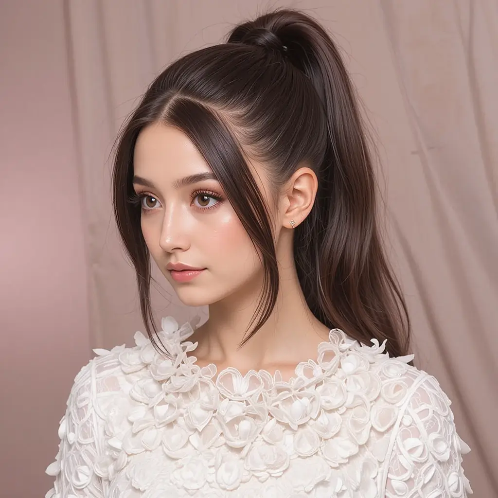 Sleek High Ponytail with Face-Framing Layers