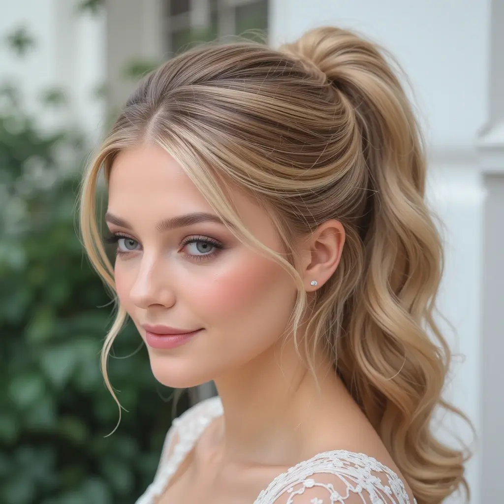 Sleek High Ponytail with Soft Waves