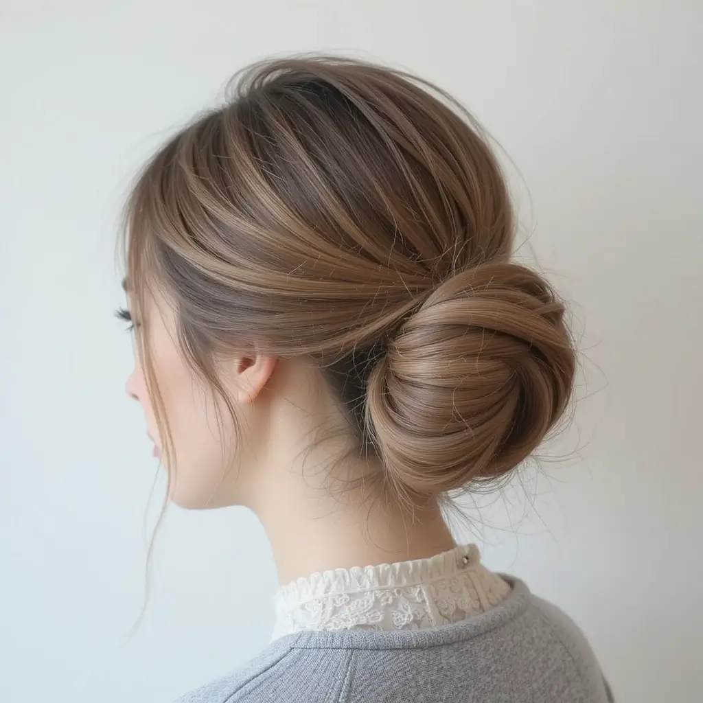 Sleek Low Bun with Volume