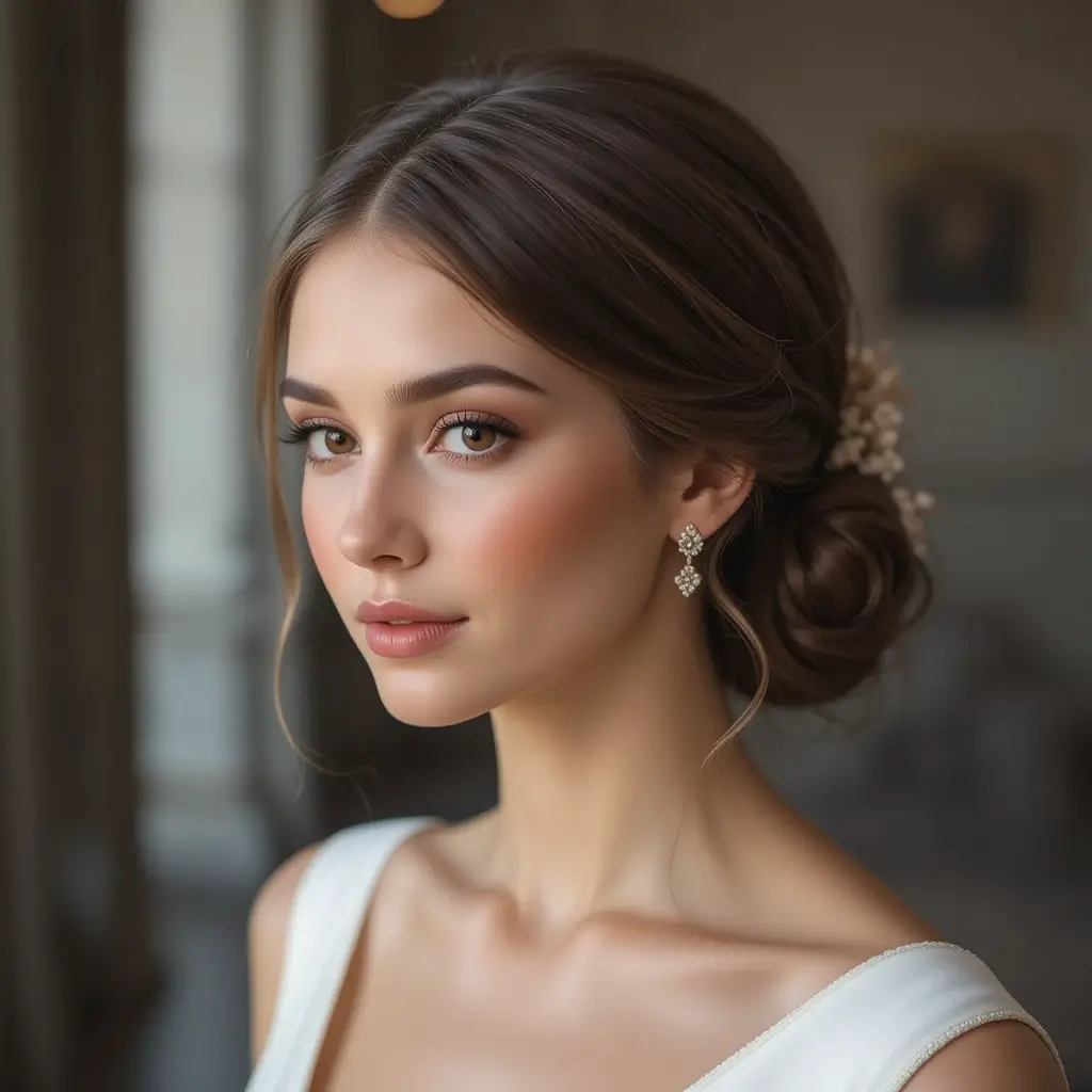 Sleek Low Knot with a Middle Part