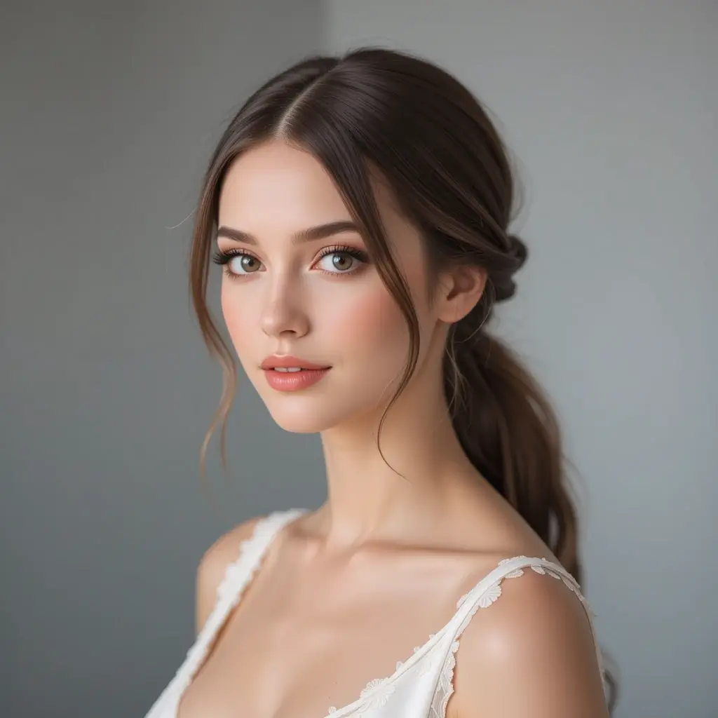 Sleek Low Ponytail with Side Part