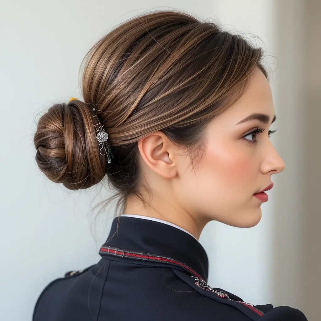 Sleek Middle Part Bun