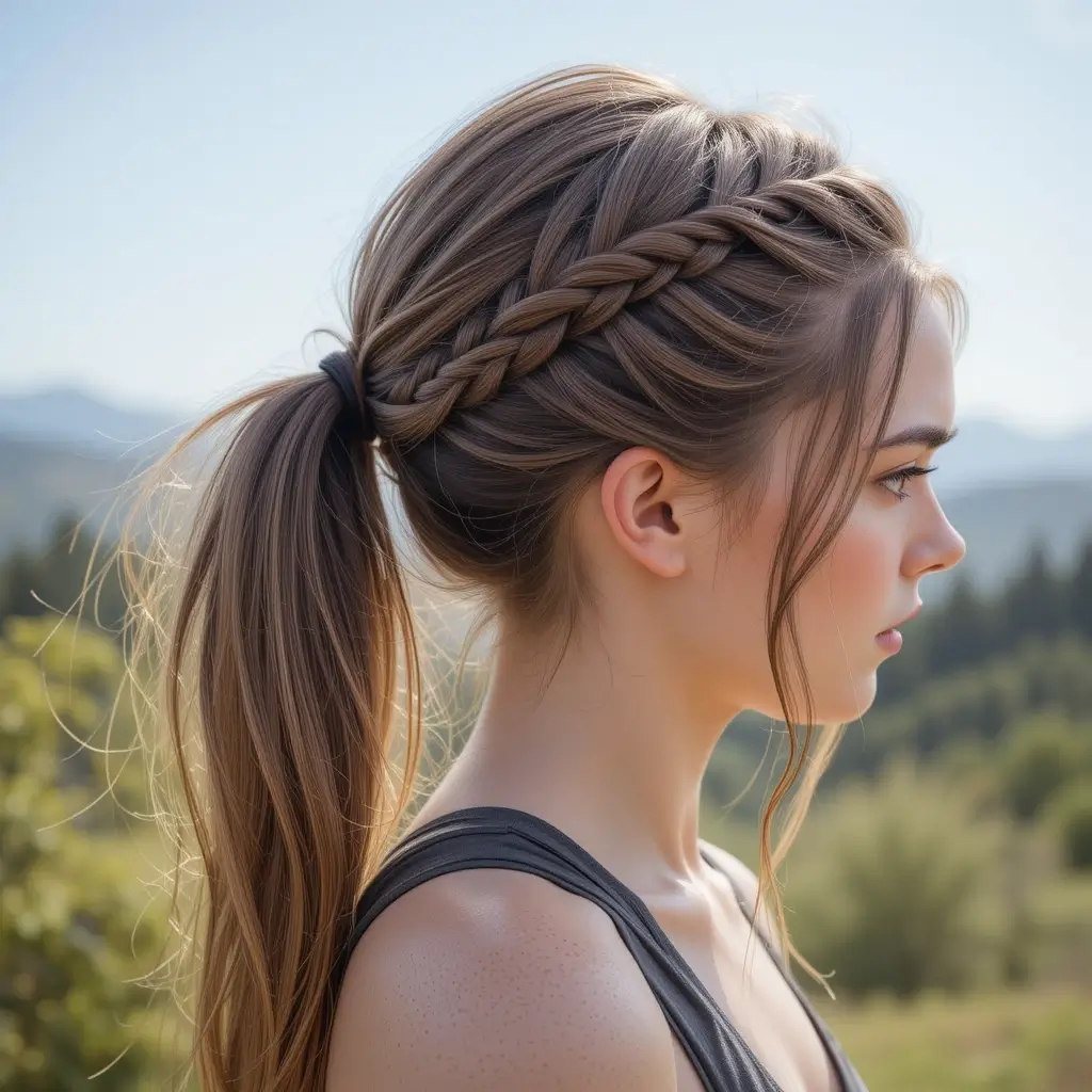 Sleek Ponytail with Side Braids
