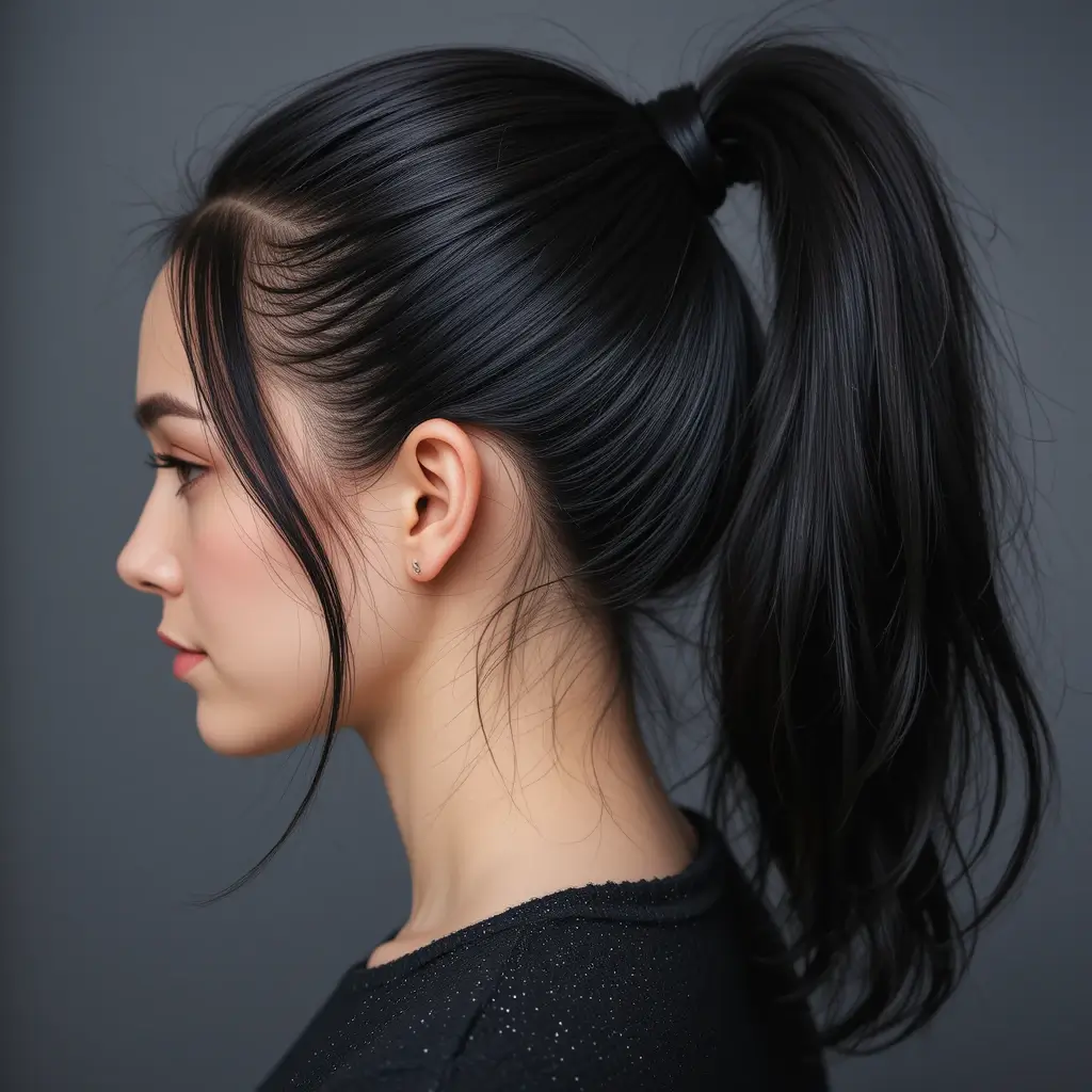 Sleek Raven Black Ponytail