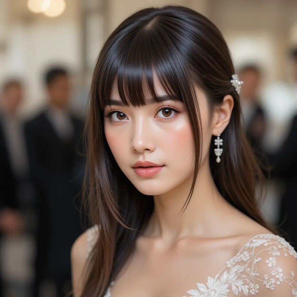 Sleek Straight Hair with a Middle Part