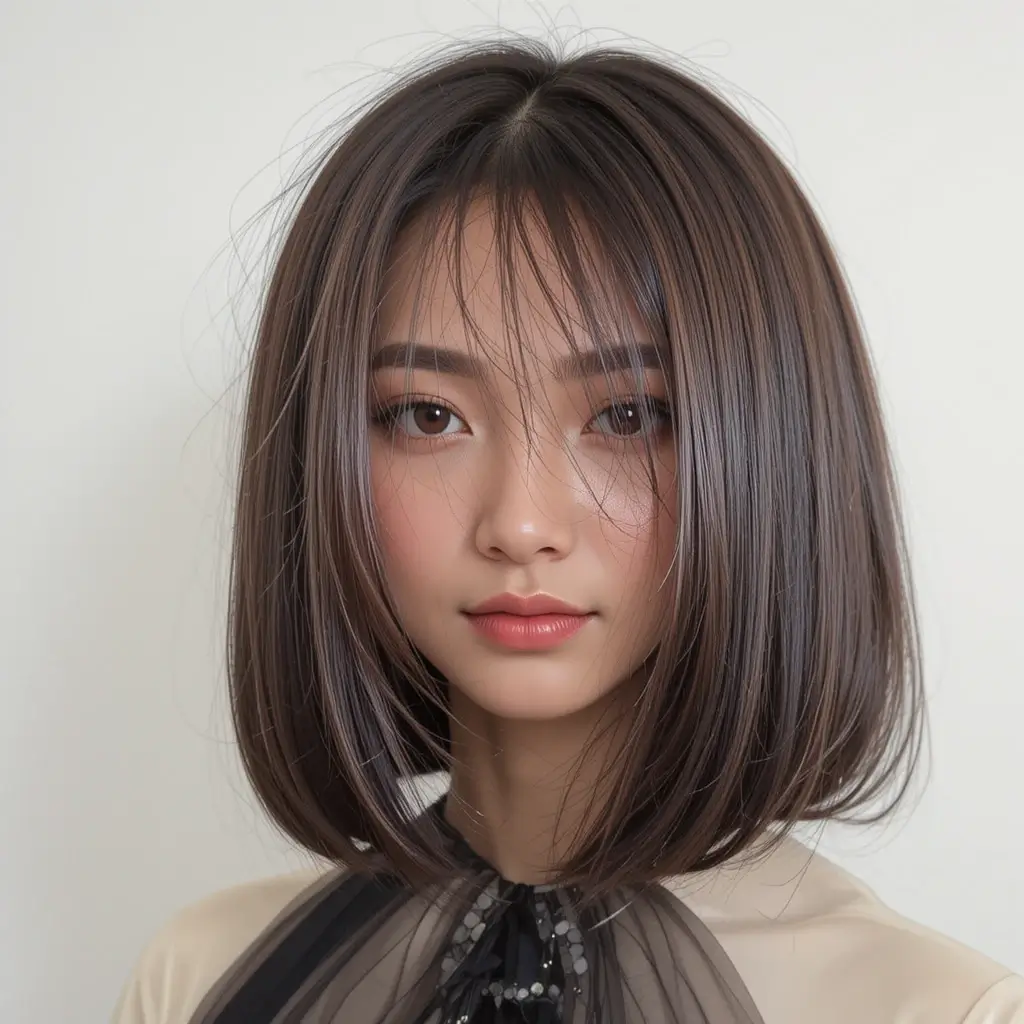 Sleek Straight Medium Hair