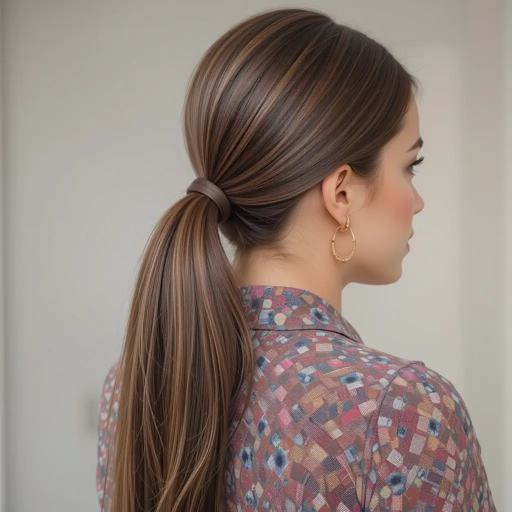 Slicked-Back Low Ponytail with Volume