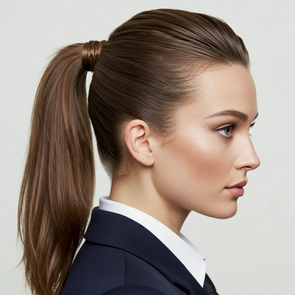Slicked-Back Ponytail with Braid Wrap