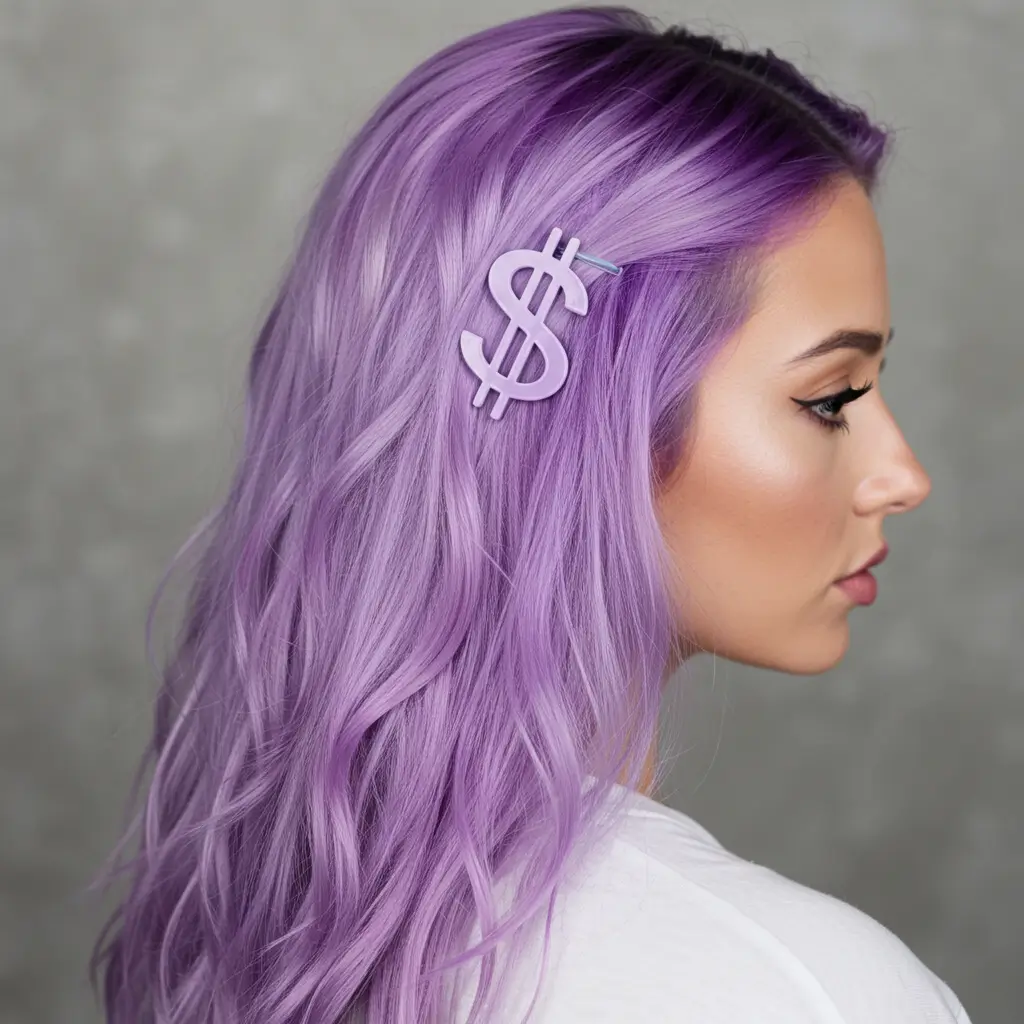 Smoky Lilac Money Piece on Ash Brown Hair