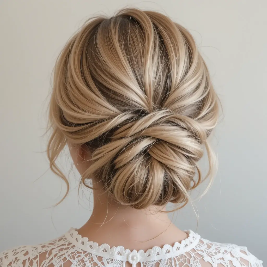 Soft Boho Updo with Loose Strands