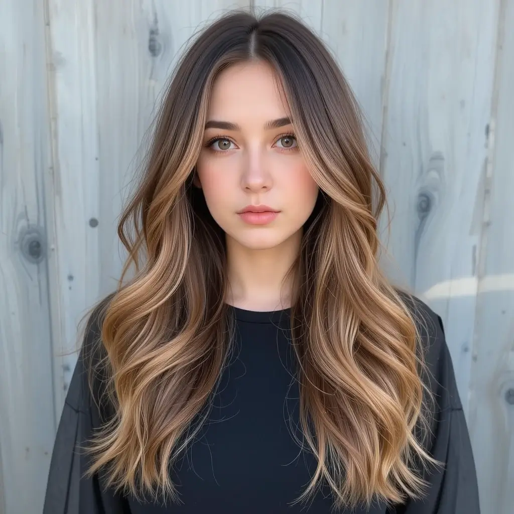 Soft Caramel Balayage on Dark Brown Hair