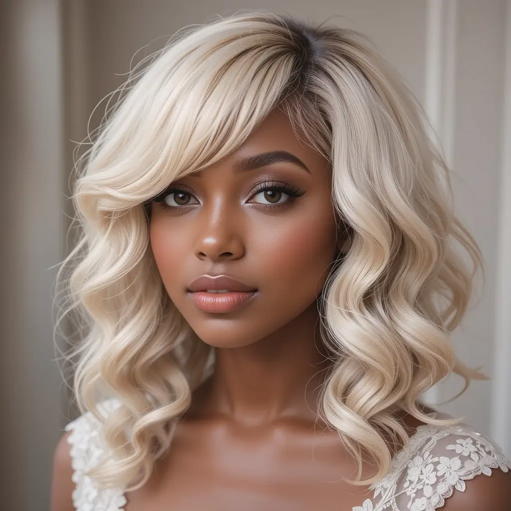 Soft Curls with Side Swept Bangs