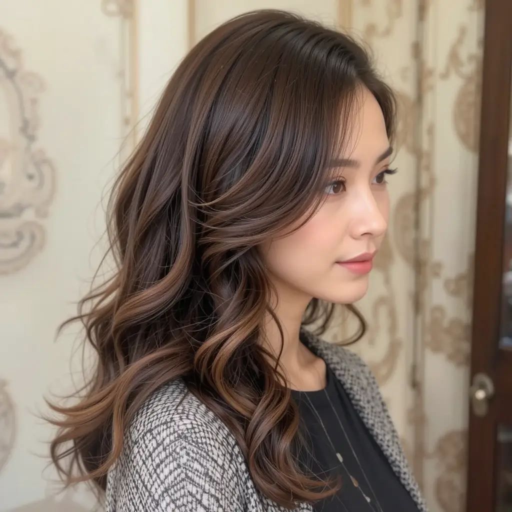 Soft Curls with a Side Part
