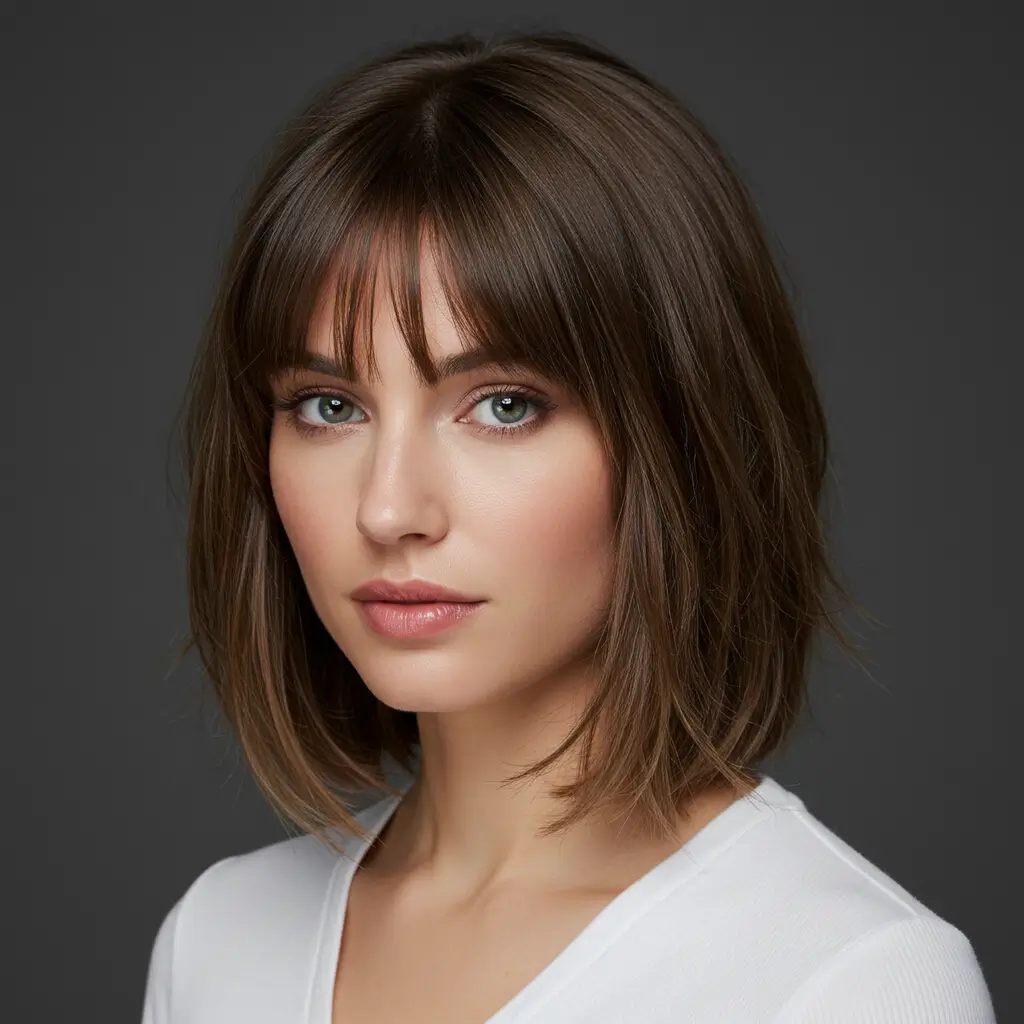 Soft Layered Medium Hair with Side Bangs