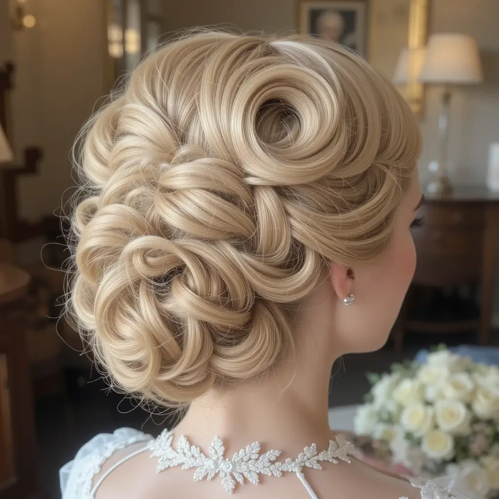 Soft Pin Curls in an Updo