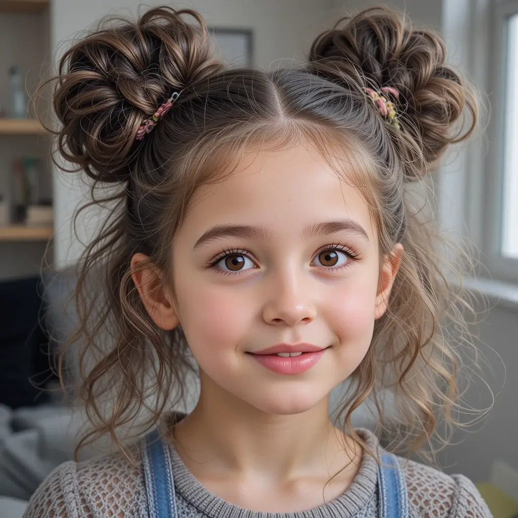 Space Buns with Curly Ends