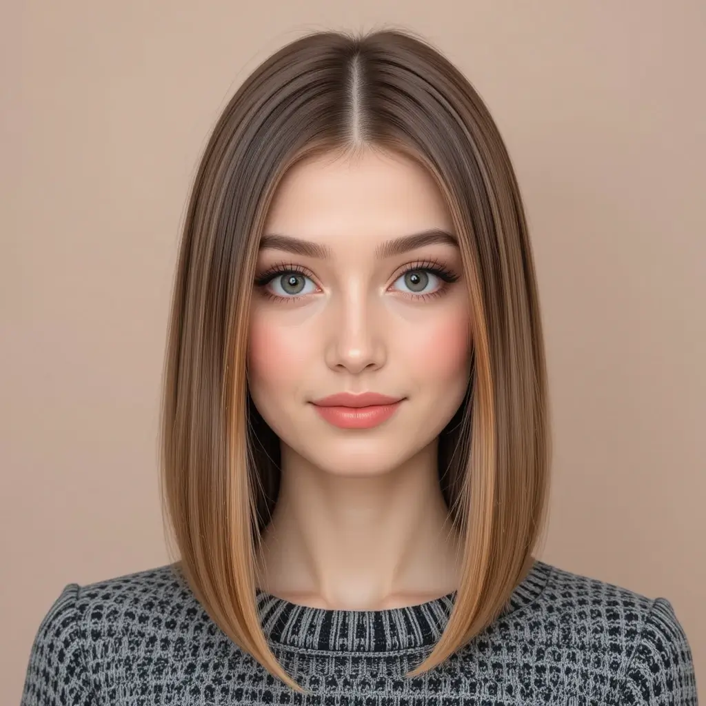 Straight, Center-Parted Hair