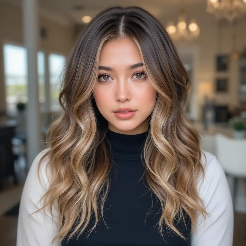 Subtle Honey Balayage Money Piece on Brown Hair