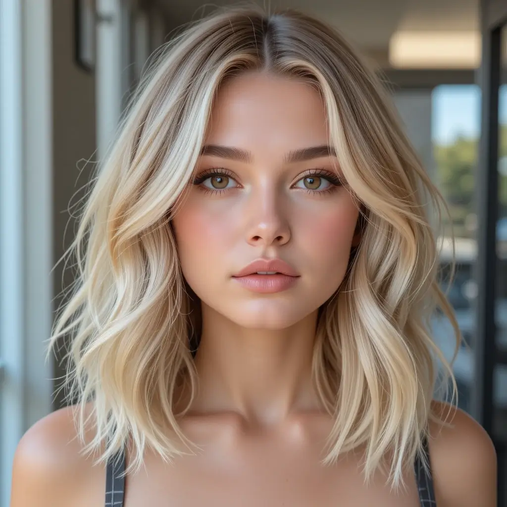 Sun-Kissed Blonde Shoulder-Length Hair