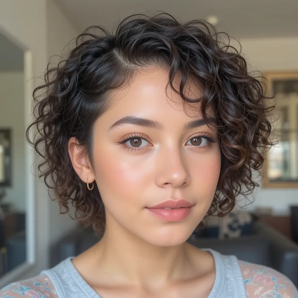 Tapered Curly Cut with Natural Part
