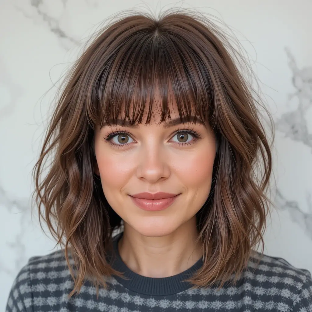 Textured Bob with Curtain Bangs