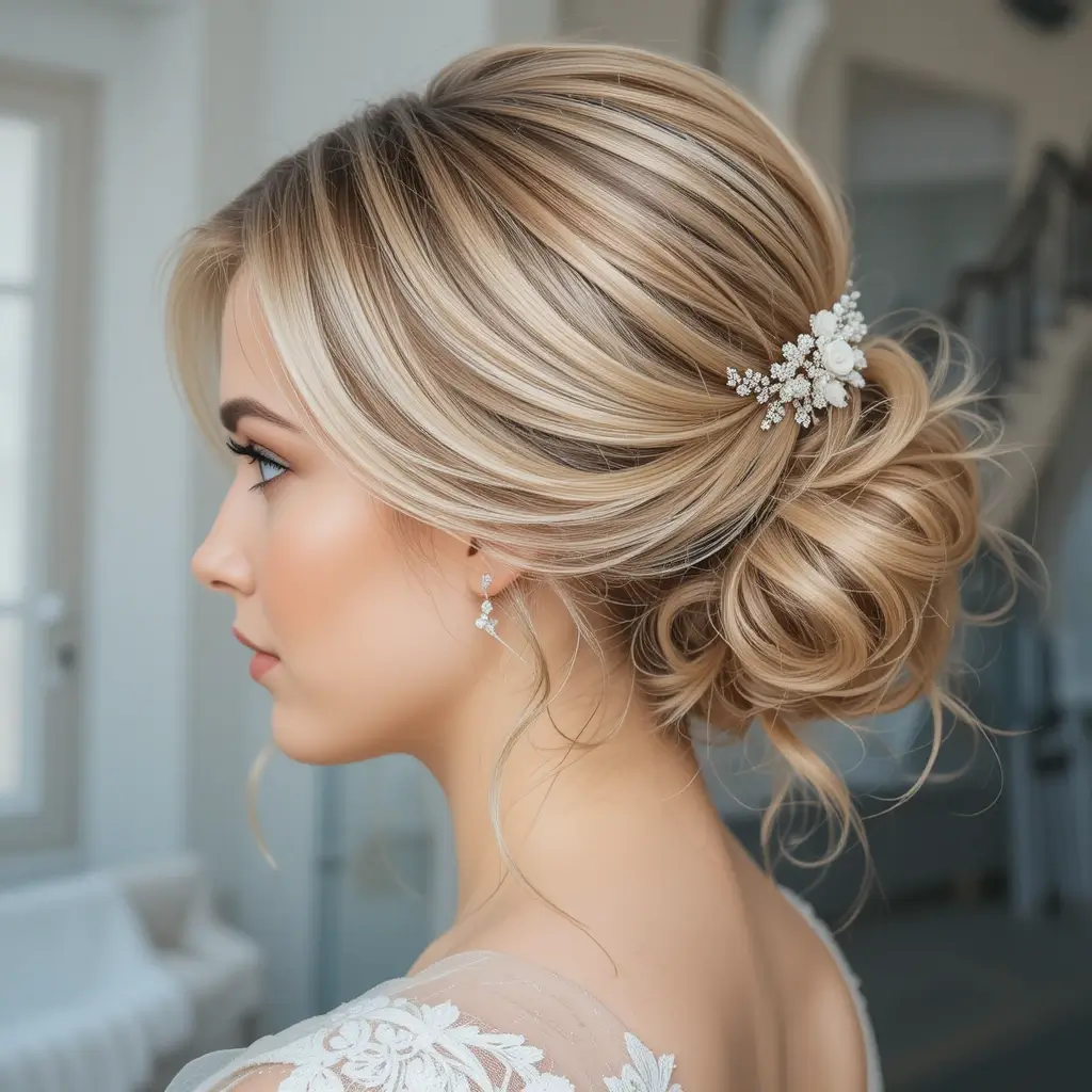 Textured Bun with Side Bangs