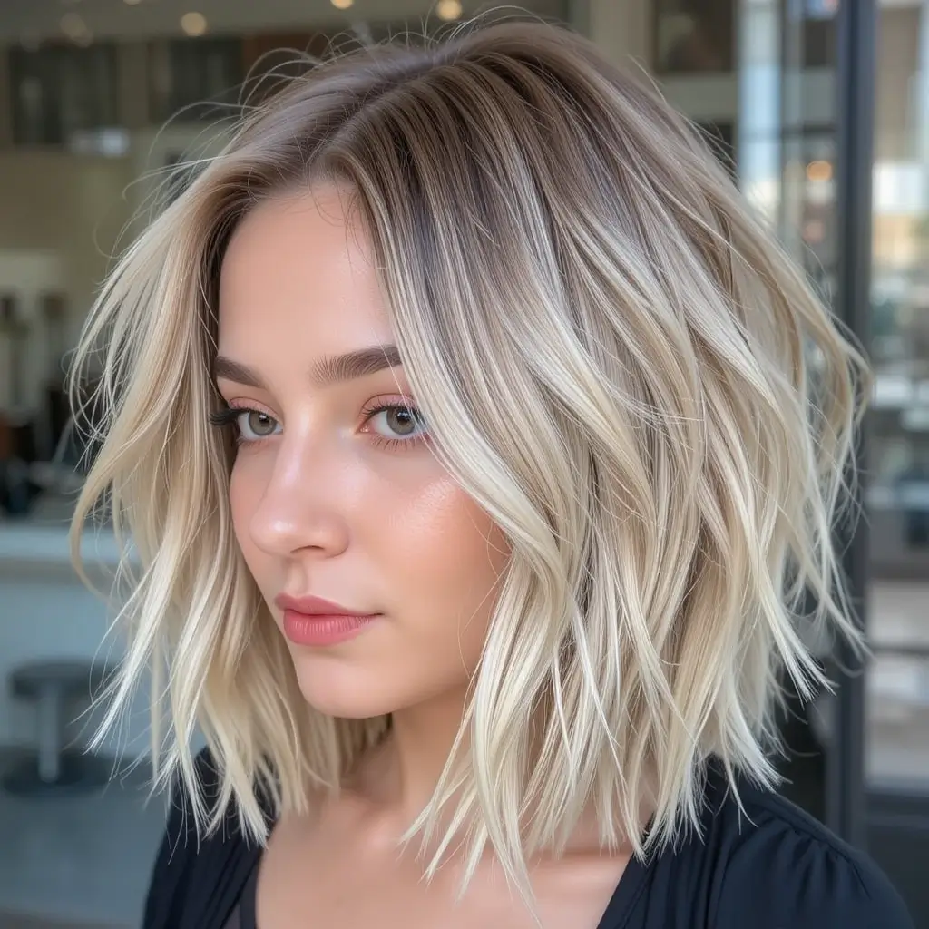Textured Medium Blonde Bob