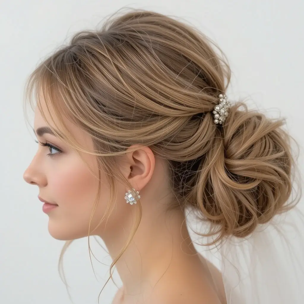 Textured Ponytail with Veil
