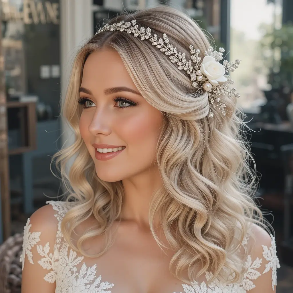 Textured Side-Swept Waves with Hairpiece