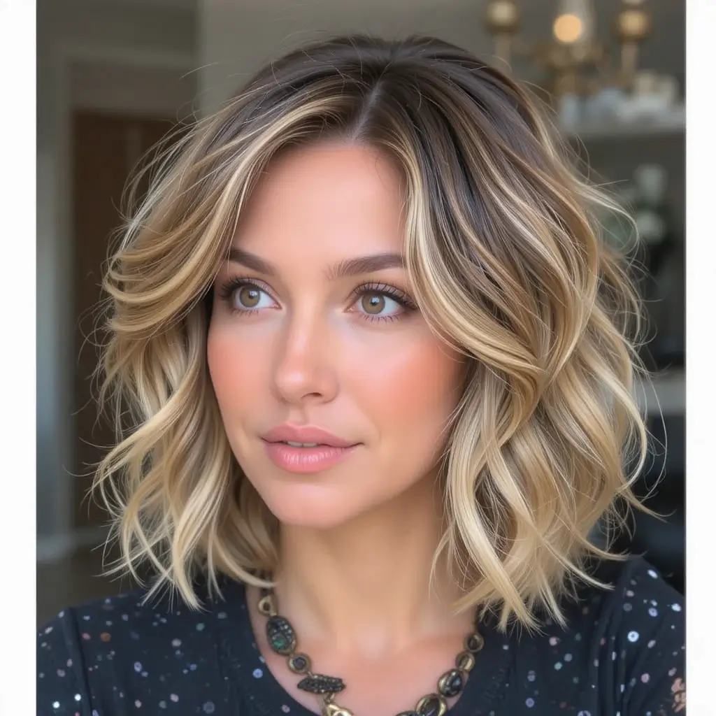 Tousled Bob with Beach Waves