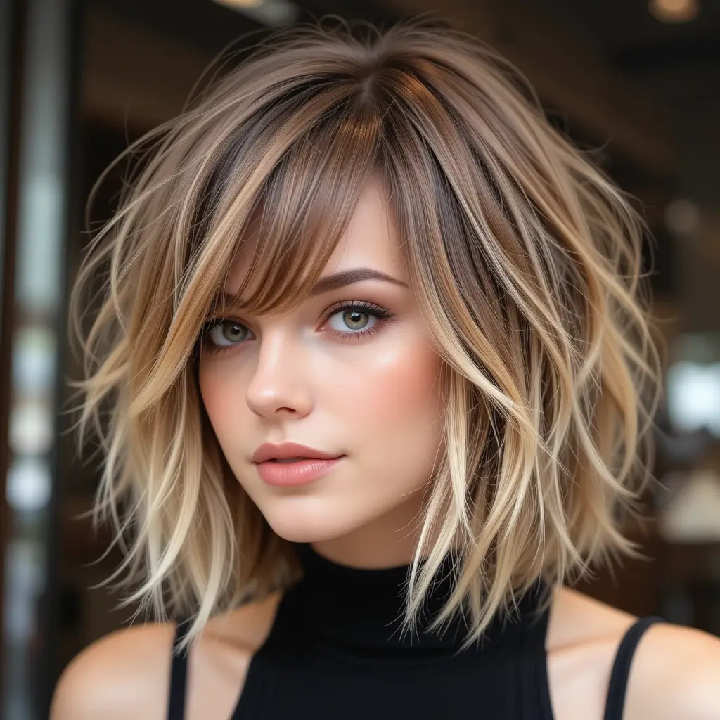 Tousled Bob with Highlights