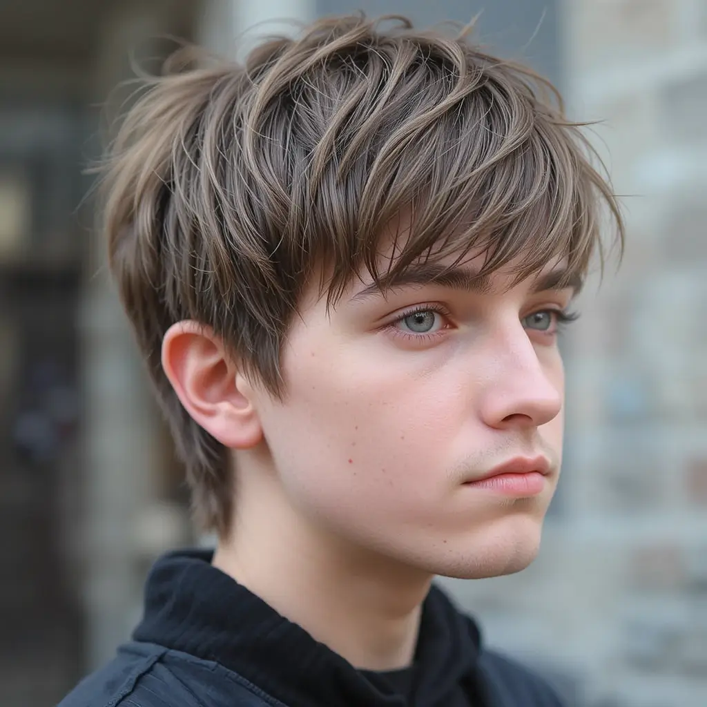Tousled Fringe with Razor Texture