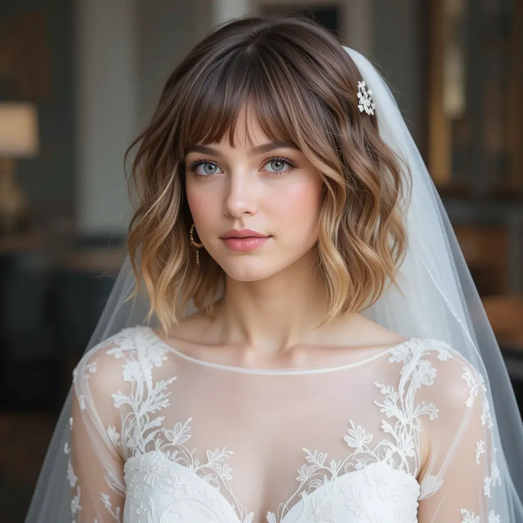 Tousled Lob with Curtain Bangs