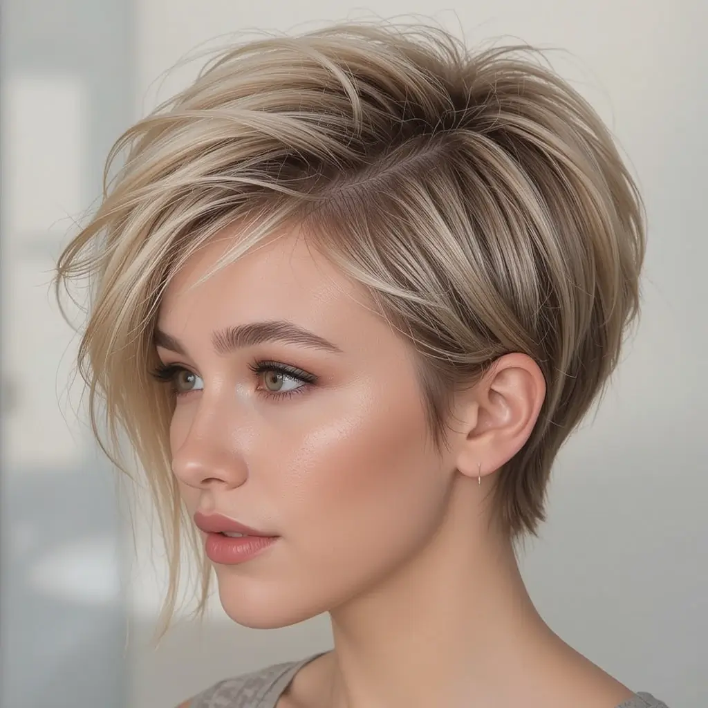 Tousled Pixie with Side Part