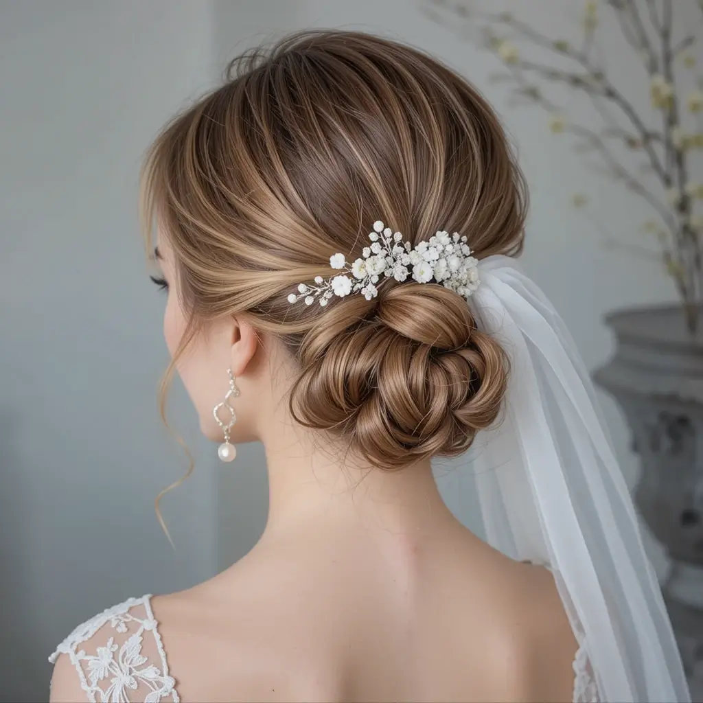 Twisted Chignon with Veil