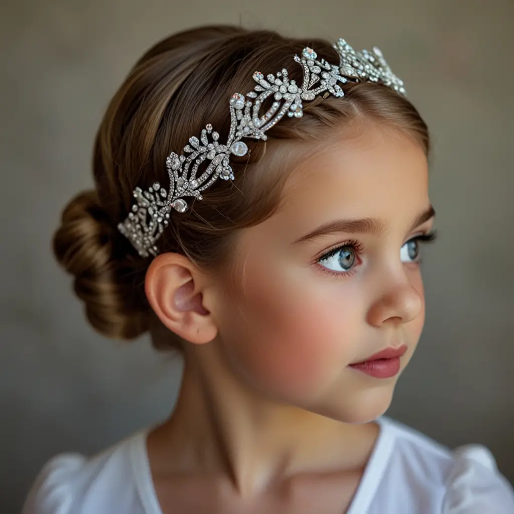 Twisted Crown Updo with Rhinestones
