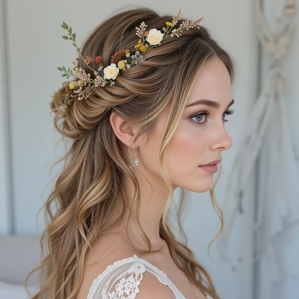 Twisted Half-Up with Wildflowers