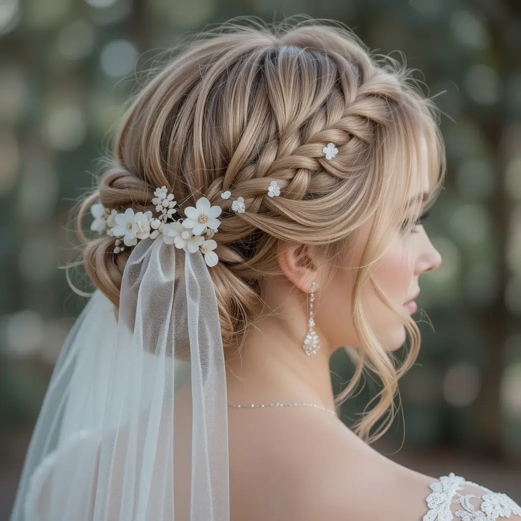 Twisted Halo Braid with Veil